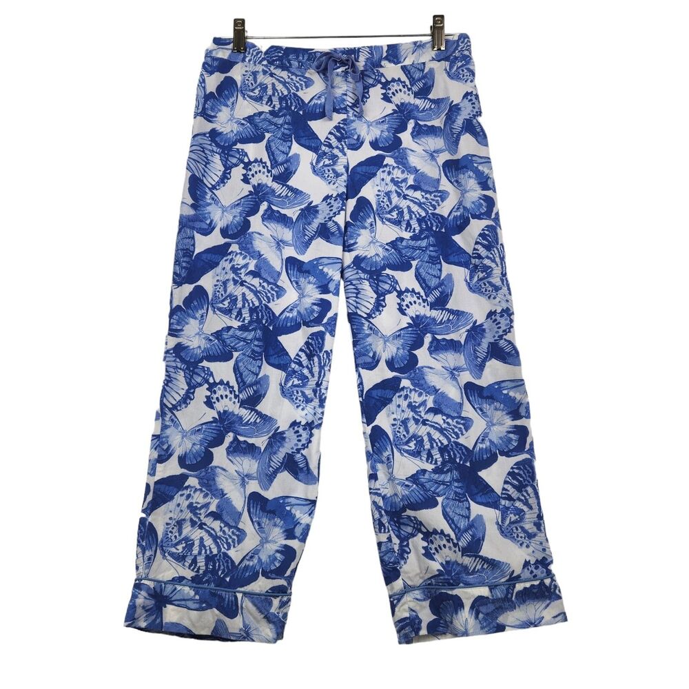 Talbots Womens Pants XS Butterfly Print 100% Cotton Feminine Ethereal Cottage